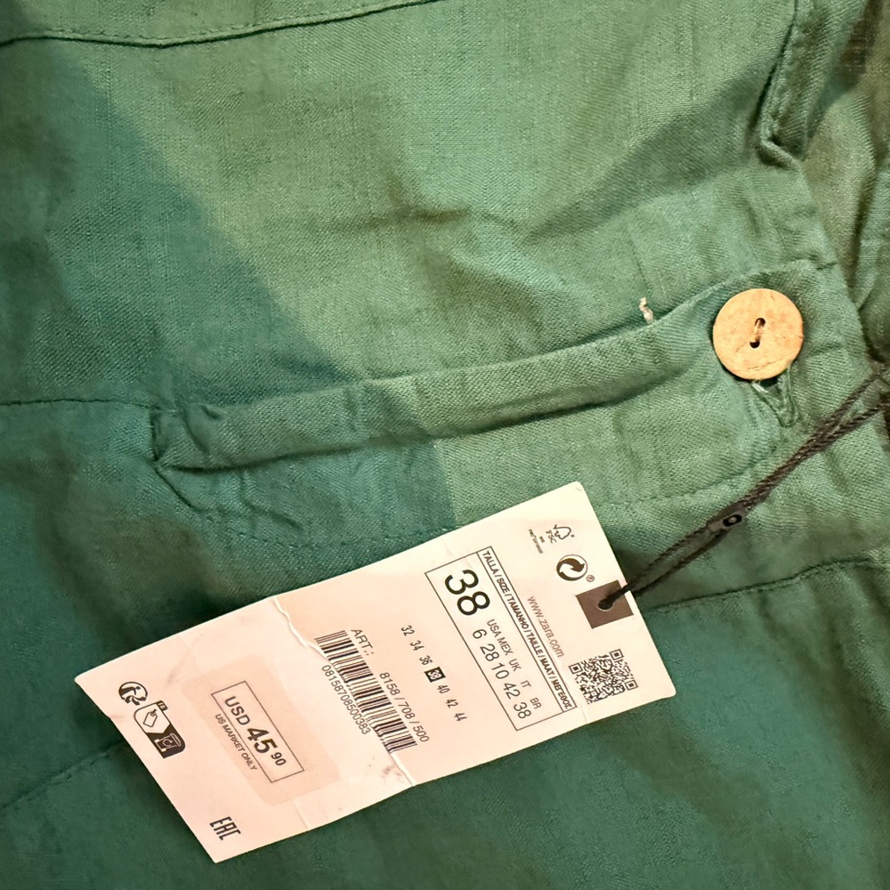 Zara New Linen Cropped Pants New